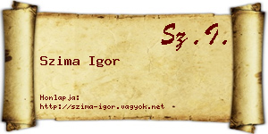 Szima Igor névjegykártya